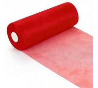 Tulle Fabric Tulle Roll Orangza 30 cm x 92 m, Tulle Ribbon Wedding Decoration Textiles Fabric Sold by the Metre Organza Fabrics for DIY Crafts Pom Craft Bows Party Decoration (Red)