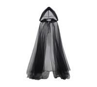 Tulle Hooded Cape with Full Length Unisex Kids Black Sheer Costume Cape Boys Devil Halloween Witch Cloak Ghost Bride Capes Girls Cosplay Gothic Costumes (Black, 2-10 Years)