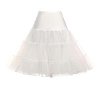 Tulle Petticoat 2 Layers Tulle Skirt Tutu Hoopless 1950s Retro Half Slips Cocktail Skirts Underskirt 26" 50s Rockabilly Swing Vintage net Petticoats for Prom Party(More Colours)(Ivory,8)