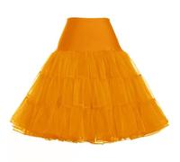 Tulle Petticoat 2 Layers Tulle Skirt Tutu Hoopless 1950s Retro Half Slips Cocktail Skirts Underskirt 26" 50s Rockabilly Swing Vintage net Petticoats for Prom Party(More Colours)(Orange,20)