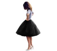 Tulle Petticoat 50s Crinoline Hoopless Underskirt Slips Vintage Rockabilly Swing Net Skirt Women Tutu Black