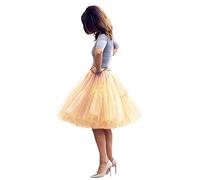 Tulle Petticoat 50s Vintage Crinoline Hoopless Underskirt Slips Rockabilly Swing Net Skirt for Women - Champagne