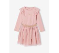 Tulle Petticoat & Frilled T-Shirt Christmas Set for Girls rosy