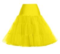 Tulle Petticoat Tulle Skirt Tutu Hoopless Slips Underskirt(Yellow,8)