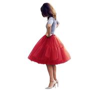 Tulle Petticoat Tutu 50s Crinoline Hoopless Underskirt Slips Vintage Rockabilly Swing Net Skirt Women 50s Red