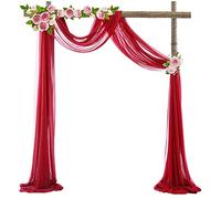 Tulle Photo Curtain Background Curtain,Wedding Arch Decorative Tulle Fabric Wedding Bow Curtain Free Hand Arch Curtain Decorative Curtains for Baby Shower Party Wedding Arch Ceremony,70 x 550cm Red A