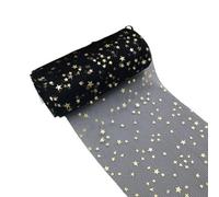 Tulle Roll 2 Pcs 5m/roll 8cm Star Tulle Roll Baking Cake Topper Tutu Bow DIY Wedding Birthday Decoration(Black)