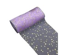 Tulle Roll 2 Pcs 5m/roll 8cm Star Tulle Roll Baking Cake Topper Tutu Bow DIY Wedding Birthday Decoration(Purple)