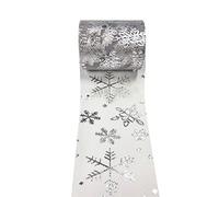 Tulle Roll 2pcs Christmas Snowflake Yarn Roll Tulle 6CM X 25Yards Available for Table Dresses Wedding Decorations and Various Party DIY(Grey Silver)