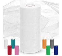Tulle Roll 30 cm x 92 m for Wedding Decoration, Organza Fabric by the Metre, DIY Pom Pom Crafts, Bows, Party Decoration, Gifts (White)