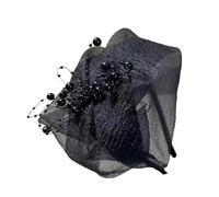 Tulle Ruffle Headband Beaded Half Hat For Women Girl Aesthetic French Fascinator Hairhoop For Evening Party Hair Styling