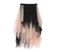 Tulle Skirt Black Women's Pleated Skirt Asymmetric Skirts Short Skater Skirts Midi Skirt Summer Skirt Tulle Skirt for Women Irregular Elastic Tulle Bubble Skirt High Waist Tiered Vintage, pink, One