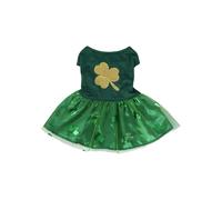 Tulle Skirt St. Patrick's Day Clover Pattern Dog Dress for Small Cat Dog(Green-1,X-Large)