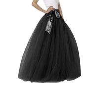 Tulle Skirt Women's Carnival Long Midi Layered Layered A-line Pleated Skirt Summer Skirt Mesh Hem Princess Long Skirt A-Line Level Tutu Prom Wedding Tulle Skirts, black, One Size