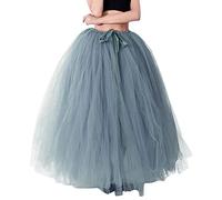 Tulle Skirt Women's Carnival Long Midi Layered Layered A-line Pleated Skirt Summer Skirt Mesh Hem Princess Long Skirt A-Line Level Tutu Prom Wedding Tulle Skirts, Dark Grey 03, One Size