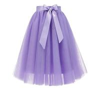 Tulle Skirt Women's Elegant Mini Skirt Party Underskirt Carnival Costume Plain Knee-Length Pleated 50s Rockabilly Tutu Skirt Halloween Festive Wedding Dress, O purple, XL