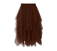 Tulle Skirts for Women UK, Irregular Hem High Waist Elastic, Soft Mesh Tutu Midi A-Line Bubble Ballet Skirt For Prom Party Wedding Evening Date Night