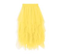 Tulle Skirts for Women UK, Irregular Hem High Waist Elastic, Soft Mesh Tutu Midi A-Line Bubble Ballet Skirt For Prom Party Wedding Evening Date Night