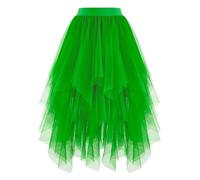 Tulle Skirts for Women UK, Irregular Hem High Waist Elastic, Soft Mesh Tutu Midi A-Line Bubble Ballet Skirt For Prom Party Wedding Evening Date Night