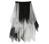 Tulle Skirts for Women UK, Irregular Hem High Waist Elastic, Soft Mesh Tutu Midi A-Line Bubble Ballet Skirt For Prom Party Wedding Evening Date Night