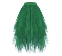 Tulle Skirts for Women UK, Irregular Hem High Waist Elastic, Soft Mesh Tutu Midi A-Line Bubble Ballet Skirt For Prom Party Wedding Evening Date Night
