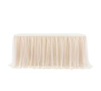 Tulle Table Skirt High-end Gold-rimmed Mesh Wedding New Year's Party Decoration Hotel Supplies Mesh Table Skirt Table Cover(Champagne,6FT(183cmx77cm))