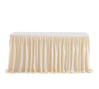 Tulle Table Skirt Pleated Ruffle Tablecloth For Wedding Decoration Birthday Party Baby Shower Tutu Veil Dining Table Decoration(Ivory white,14(ft) H30in)