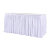 Tulle Table Skirt Pleated Ruffle Tablecloth For Wedding Decoration Birthday Party Baby Shower Tutu Veil Dining Table Decoration(White,14(ft) H30in)