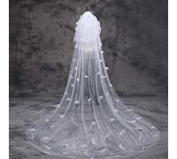 Tulle Wedding Dress Veils White Flowers Multi Layer Super Long Brid