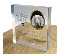 TULLUN Personalised Custom Made Pet Memorial Dog Cat Animal Acrylic Crystal Clear Block 3D Effect Plaque Photo Text Name Date - Photo Text Name Date and Name |Black|