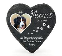 TULLUN Personalised Memorial Heart Shape Plaque For Pet Cat Dog Slate Natural Stone Frame Paw Grave Marker - Heart Paws - Size | 4" x 4" or 10 x 10 cm |
