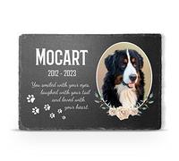 TULLUN Personalised Memorial Plaque For Pet Cat Dog Slate Stone Frame Paw Grave Marker - Size | 7.8" x 11.8" or 200 x 300 mm | - Floral Frame Photo
