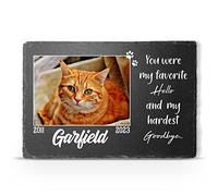 TULLUN Personalised Memorial Plaque For Pet Cat Dog Slate Stone Frame Paw Grave Marker - Size | 7.8" x 11.8" or 200 x 300 mm | - Large Photo