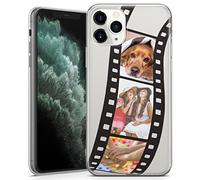 TULLUN Personalised Phone Case for iPhone 13 Mini - Clear Soft Gel TPU Custom Cover With Picture Film Design Individual Style Idea - Black Diagonal Photo