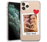 TULLUN Personalised Phone Case for iPhone 16 Pro Max - Clear Soft Gel TPU Custom Cover Pinned Snapshot Photo Your Own Style Image Design - Heart Magnet