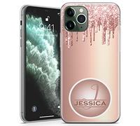 TULLUN Personalised Phone Case for iPhone Air - Clear Soft Gel TPU Custom Cover Dripping Glitter Design Individual Style Initials Name Text - Gold