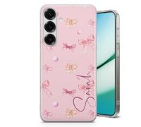 TULLUN Personalised Phone Case for Samsung Galaxy A13 - Clear Soft Gel Cover Cute Pink Bow Design Style With Your Own Name Text - Bow Pink