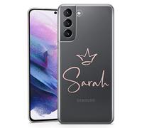 TULLUN Personalised Phone Case for Samsung Galaxy A13 - Clear Soft Gel Custom Cover Cute Hand Drawn Sign Design Style Your Initials Text - Rose Gold Crown Symbol Name