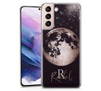 TULLUN Personalised Phone Case for Samsung Galaxy A13 - Clear Soft Gel Custom Cover Rose Gold Moon Design Individual Style Text - Letter Name