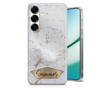 TULLUN Personalised Phone Case for Samsung Galaxy A26 - Clear Soft Gel Cover Stylish Marble Design With Your Own Name Initials Text - Golden