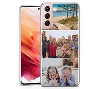 TULLUN Personalised Photo Image Custom Hard Plastic Phone Case For Samsung Galaxy - Your Own Design Collage of Three Horizontal Photos - for Samsung Galaxy S22 plus 5G