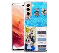 TULLUN Personalised Photo Image Custom Hard Plastic Phone Case For Samsung Galaxy - Your Own Design Collage of Three Photos - for Samsung Galaxy S22 plus 5G