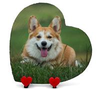 TULLUN Personalised Photo Text Memorial Heart Shape Plaque For Pet Cat Dog Slate Natural Stone Frame Paw Grave Marker with Heart Display Stands - Full Print - V2 Size | 9.8" x 9.8" or 25 x 25 cm |
