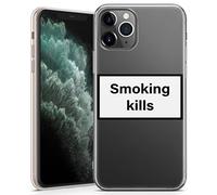 TULLUN Phone Case for iPhone 15 plus - Clear Soft Gel Cover Warning Signs Aesthetic Quote Your Own Text - Smoking Kills
