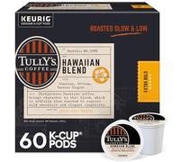 Tully's Keurig Coffee Hawaii Blend Single Serving K Cup Capsules Medium Roasted 60 Pack 6 Packs of 10