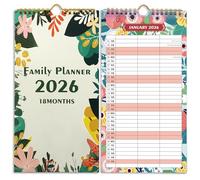 Tuloka Home Planner 2026 Family Calendar, Monthly Planner Jan 2026 to Jun 2027 Wall Calendar with 3 Columns, Couple Calendar for New Year Gifts Schedules