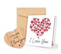 Tulolvae Anniversary Card for Husband and Wife, Wooden Heart Valentines Greeting Cards Gifts for Him&Her Couple, Birthday Christmas I Love You Romantic Presents for Girlfriend Boyfriend