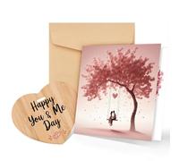 Tulolvae Anniversary Card for Husband and Wife, Wooden Heart Valentines Greeting Cards Gifts for Him&Her Couple, Birthday Christmas I Love You Romantic Presents for Girlfriend Boyfriend