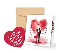 Tulolvae Anniversary Card for Husband and Wife, Wooden Heart Valentines Greeting Cards Gifts for Him&Her Couple, Birthday Christmas I Love You Romantic Presents for Girlfriend Boyfriend