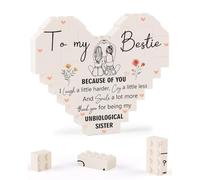 Tulolvae Best Bestie Gifts, Friend Birthday Gift Building Blocks Heart-Shaped Plaque, Friendship Presents for Women Female, Christmas Valentines Day Xmas Gifts for Her, BFF, Soul Unbiological Sister